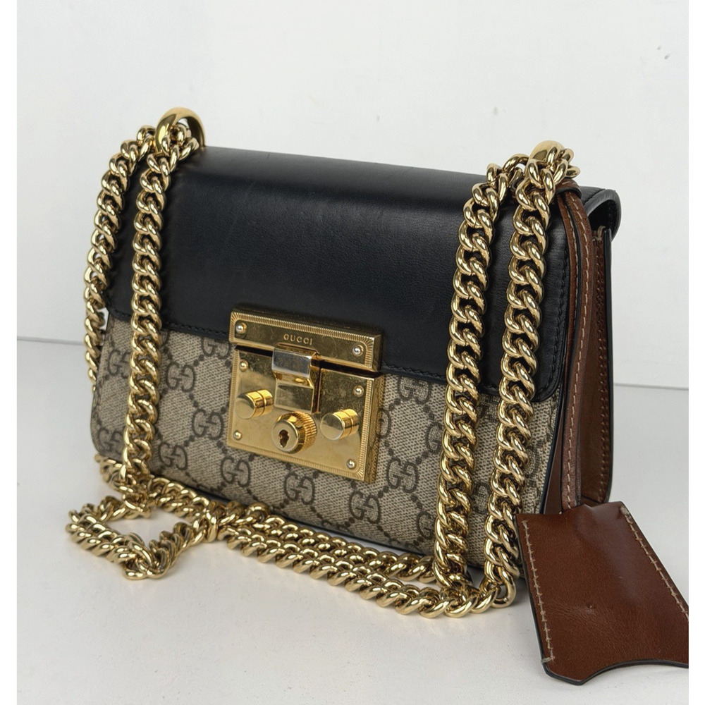 Gucci Padlock Small Shoulder Bag GG Supreme Beige/Black Canvas and Leather S07